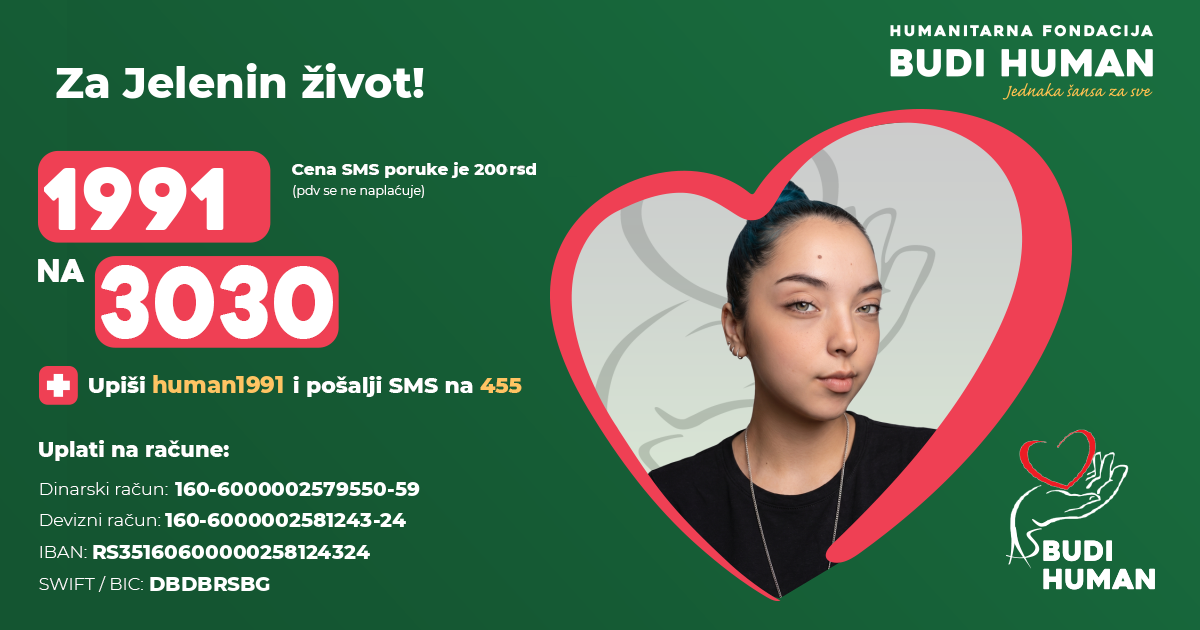 Apatin prikuplja pomoć za Jelenu Labus: Svaka poruka može da promeni život